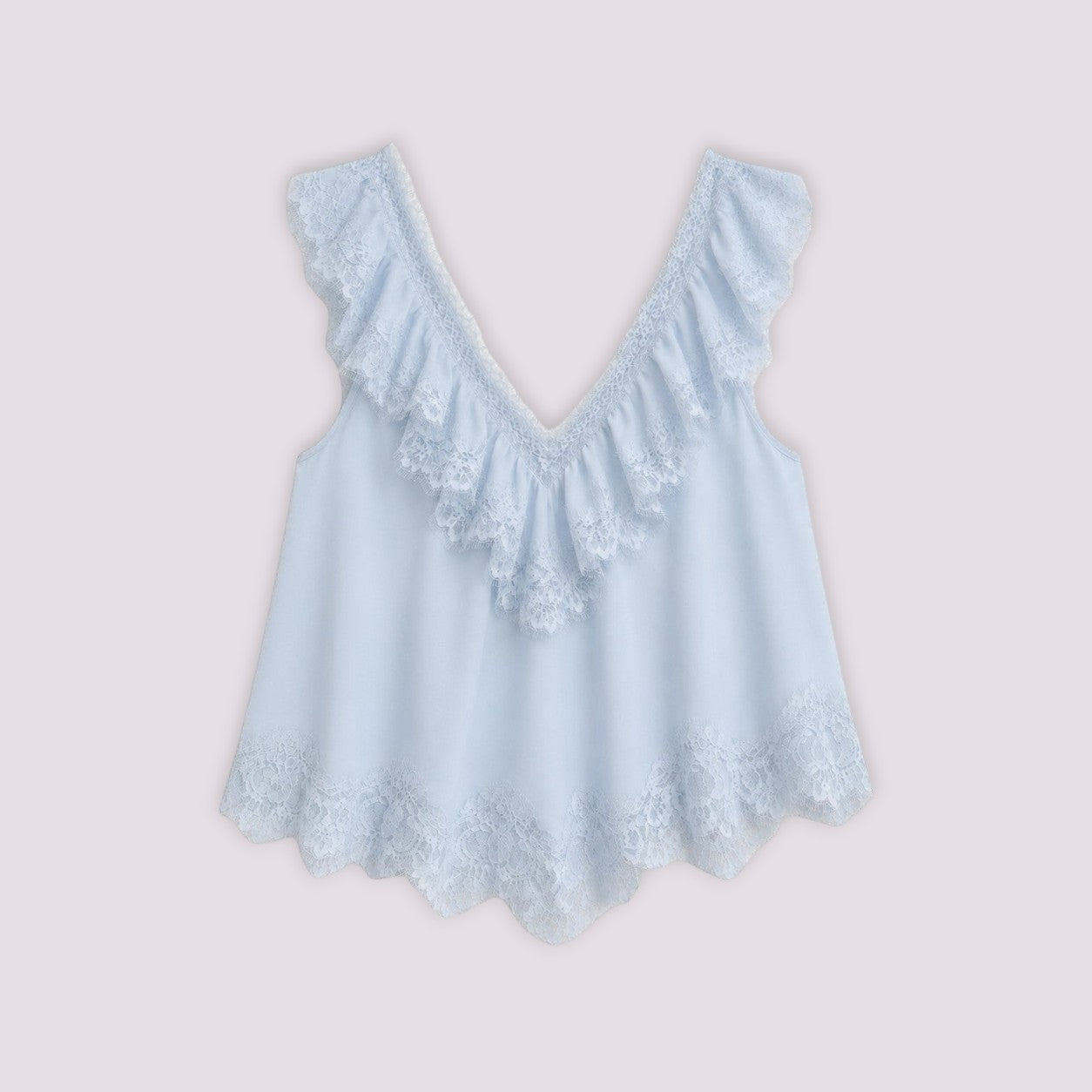 Top Bleu Dentelle