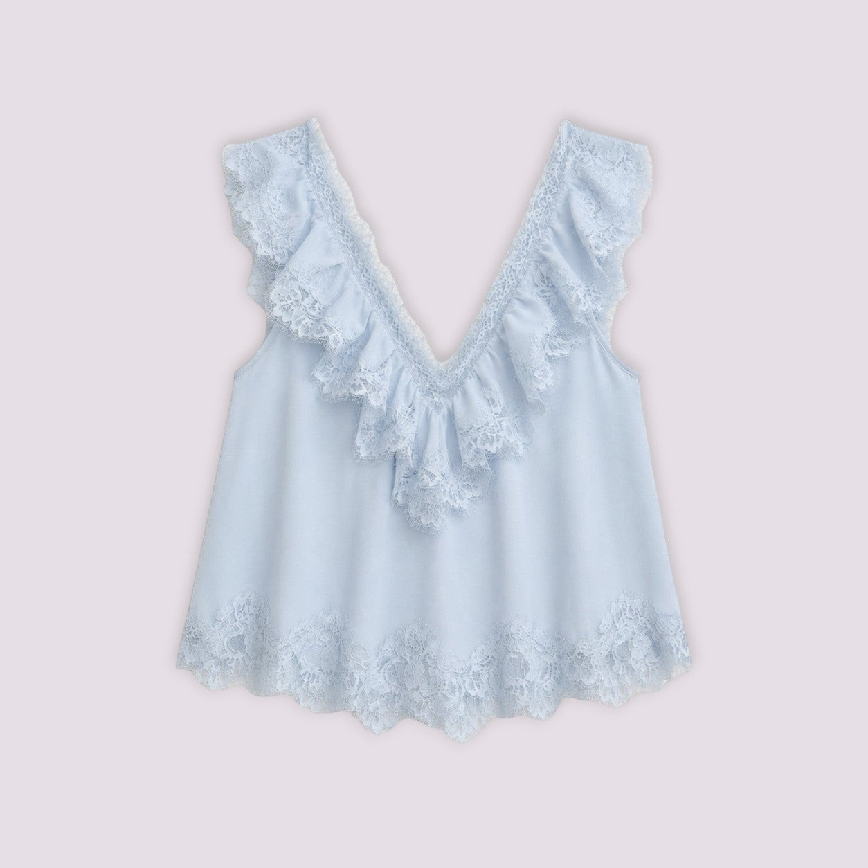 Top Bleu Dentelle