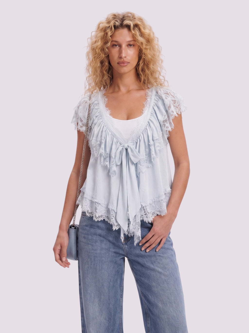 Top Bleu Dentelle