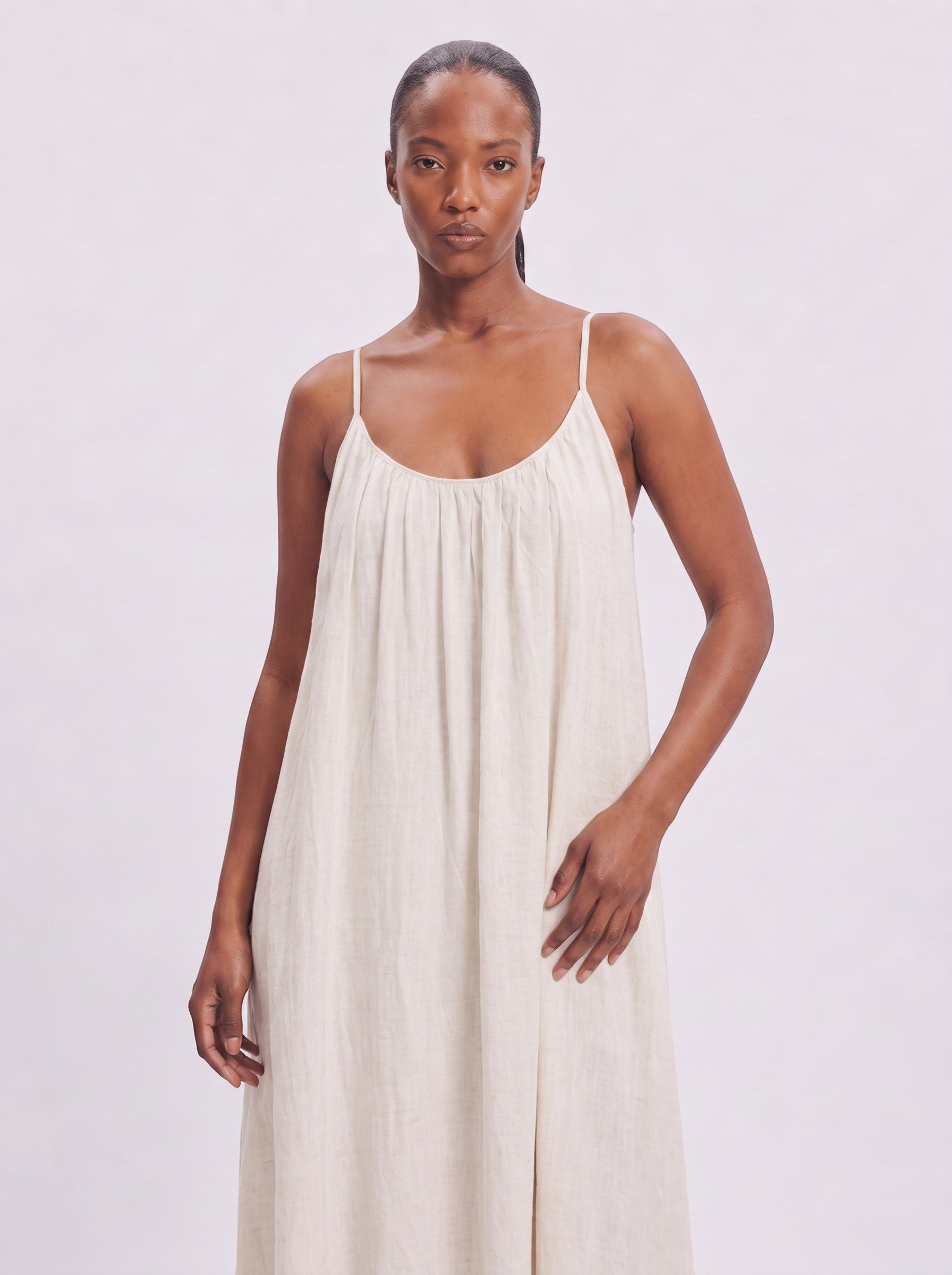 Robe Longue Blanc Cassé Fluide