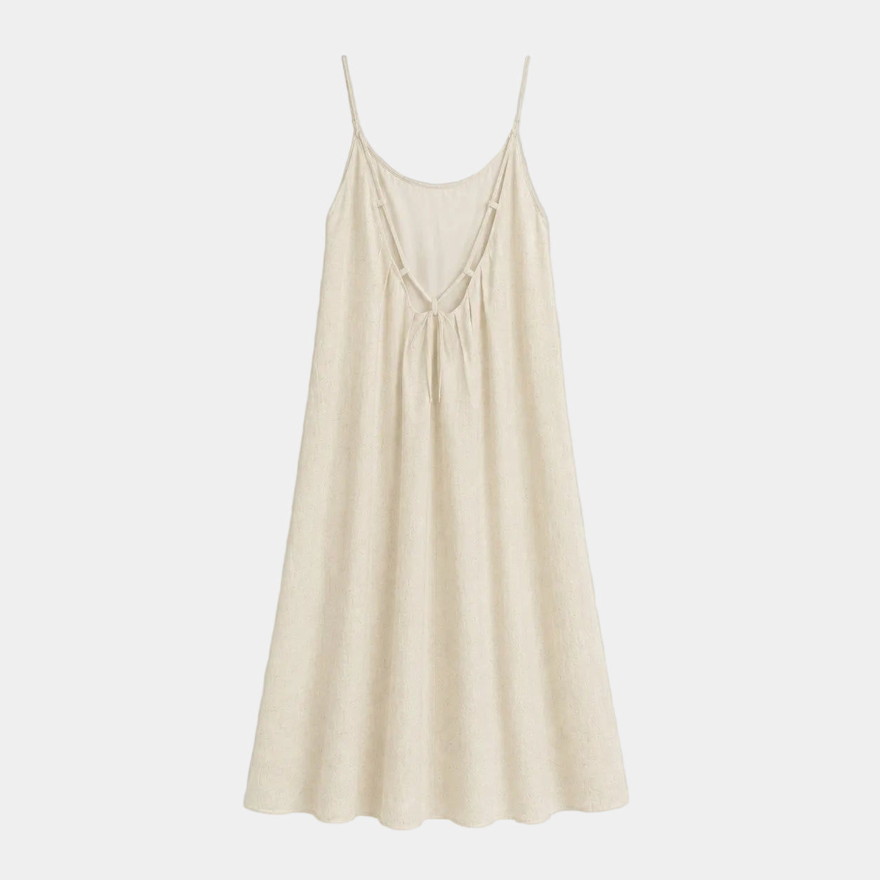 Robe longue Sirlab Alba écrue à bretelles fines, coupe fluide et dos nu élégant en tissu léger.