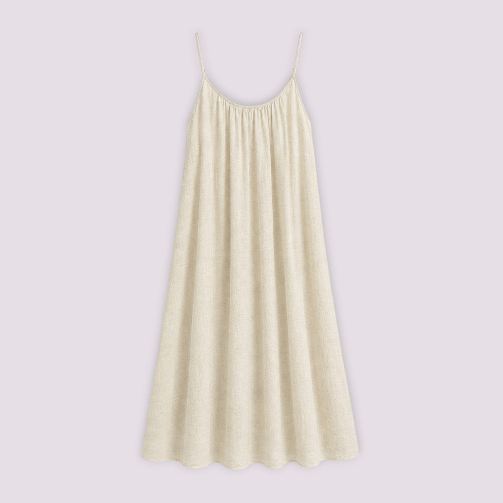 Robe longue Sirlab Alba écrue à bretelles fines, coupe fluide et minimaliste en tissu léger