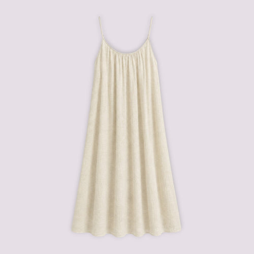 Robe longue Sirlab Alba écrue à bretelles fines, coupe fluide et minimaliste en tissu léger